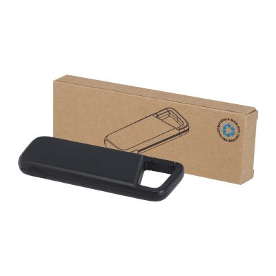 ALKES - Power bank impermeabile in plastica riciclata da 5.000 mAh e 12 W con moschettone 