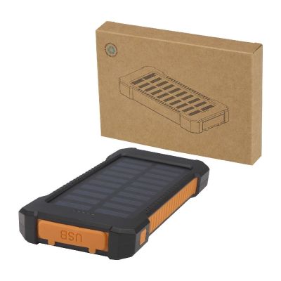 ALTAIR - Robusto power bank a energia solare da 5.000 mAh e 10 W in plastica riciclata con torcia incorporata 