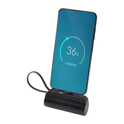 ALNAIR - Power bank Tipo-C da 5.000 mAh e 10 W in plastica riciclata con supporto ribaltabile integrato e cavo 2 in 1 