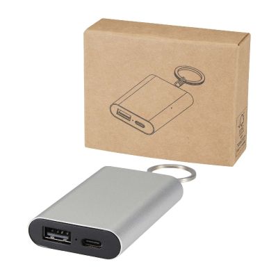 ARCTURUS - Power bank da 2000 mAh in alluminio riciclato con portachiavi 