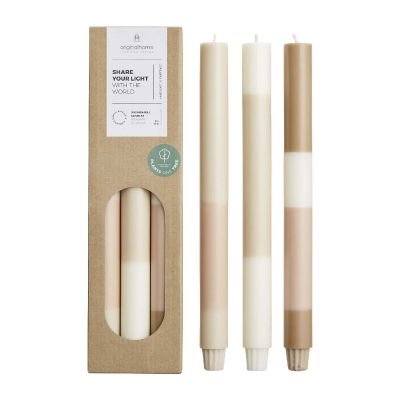 ORIGINALHOME - Set di 3 candele con effetto roccia calcarea stratificata