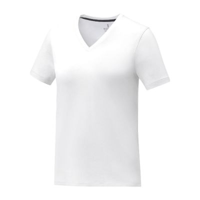 SOMOTO - T-shirt da donna a manica corta con collo a V