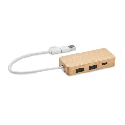 HUBBAM - Hub usb a 3 porte in bamboo