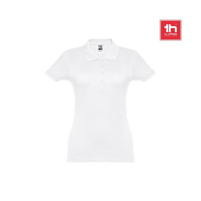 THC EVE WH - Polo da donna a maniche corte con cintura in cotone cardato