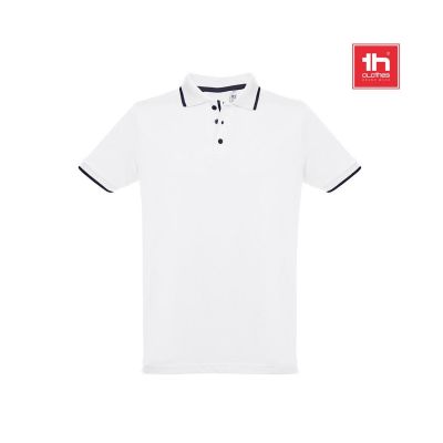THC ROME WH - Polo da uomo in cotone bicolore. colore bianco