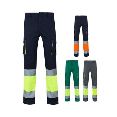 VL ZEUS LARGE - Pantaloni elasticizzati bicolore con diverse tasche (240g/m²), in cotone (46%), EME (38%) e poliestere (16%)