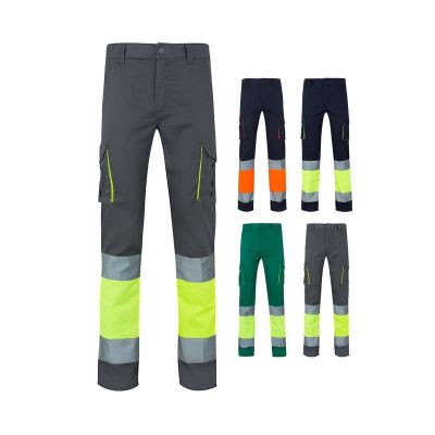 VL ZEUS - Pantaloni elasticizzati bicolore con diverse tasche (240g/m²), in cotone (46%), EME (38%) e poliestere (16%)