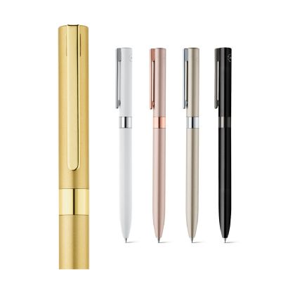 CLARE - Penna a sfera in alluminio riciclato (100% rAL) con meccanismo a rotazione e clip