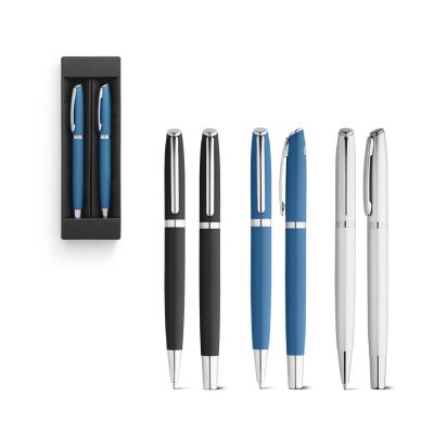 RE-LANDO-SET - Set penna roller e penna a sfera con corpo in alluminio riciclato (100% rAL)