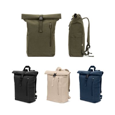 SAINT - Zaino “roll top” in cotone riciclato e poliestere riciclato (380 g/m²)