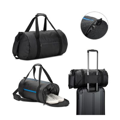 OSASCO SPORT - Borsone sportiva cilindrico in poliestere riciclato 600D ad alta densità con scomparto laterale per le scarpe