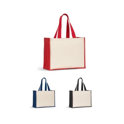 HELSINQUE COLOUR - Borsa in tela (320 g/m²), con fondo e fianchi in iuta laminata (350 g/m²) colorata