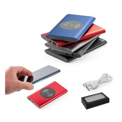 CASSINI - Power bank da 4'000 mAh con caricatore wireless da 5W in alluminio riciclato (100% rAL)