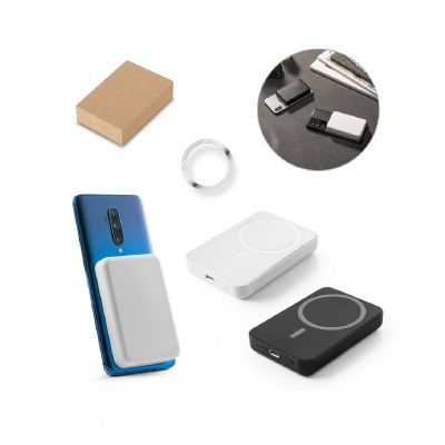 AMPERE 5 - Power bank magnetico da 5'000 mAh con caricatore wireless superveloce da 15W in ABS riciclato (100% rABS)