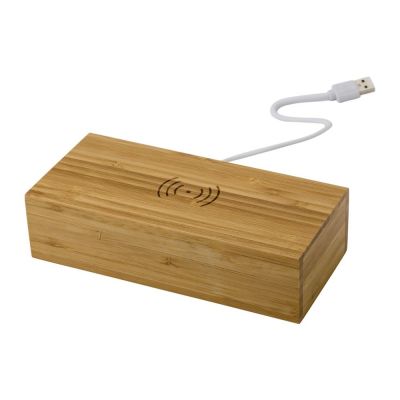 ROSIE - Caricabatterie wireless in bamboo con orologio 