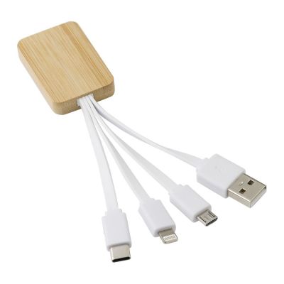 BRANDAN - Set cavo per la ricarica 3 in 1 in bamboo 