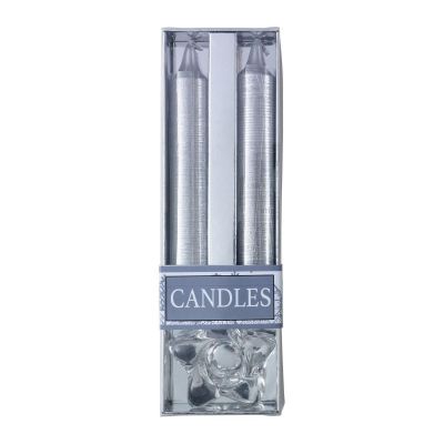 ALEXIA - Kit candele glitterate natalizie, supporto di vetro 