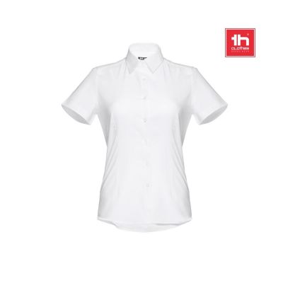 THC LONDON WOMEN WH - Camicia oxford da donna a maniche corte. Colore bianco