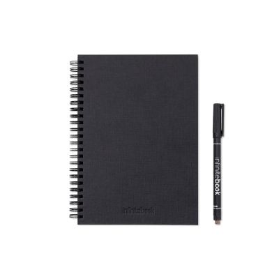 STARTER KIT INFINITEBOOK A5 PLANNER TEXTURE - Set composto da un Infinitebook con copertina rigida, 1 kit di pulizia, 1 pennarello e 1 porta pennarello
