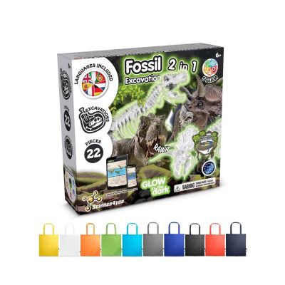 2 IN 1 FOSSIL EXCAVATION KIT V - Gioco educativo fornito con una borsa regalo pieghevole in 190T