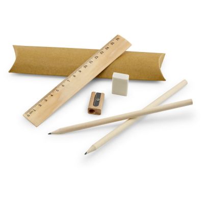 RHOMBUS - Set scrittura scolastico: righello, matite, gomma e temperino