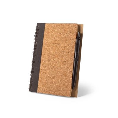 VICENTE - Block notes B6 con penna a sfera in sughero e poliestere riciclato (100% rPET)