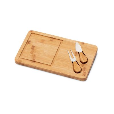 WOODS - Tagliere per formaggi in bambù con due utensili in acciaio inossidabile