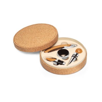 MORETO - Set da vino con 4 utensili in legno e metallo