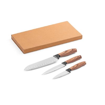 BAHARAT - Set di 3 coltelli da cucina con lama in acciaio inossidabile e manico ergonomico