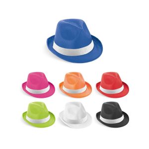 MANOLO POLI - Cappello in PP con nastro in poliestere bianco