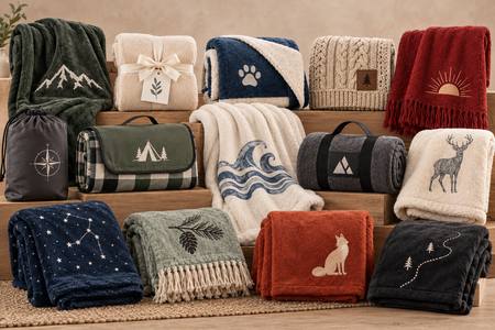 Coperte personalizzate in pile, sherpa e maglia, in diversi colori e formati