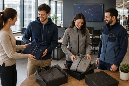 Felpe con zip personalizzate regalate in azienda informatica
