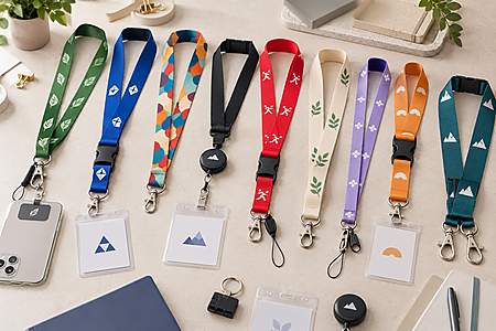Confronto di laccetti lanyard personalizzati in vari modelli e colori