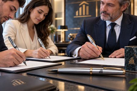 Penne roller personalizzate usate per firmare documenti in banca